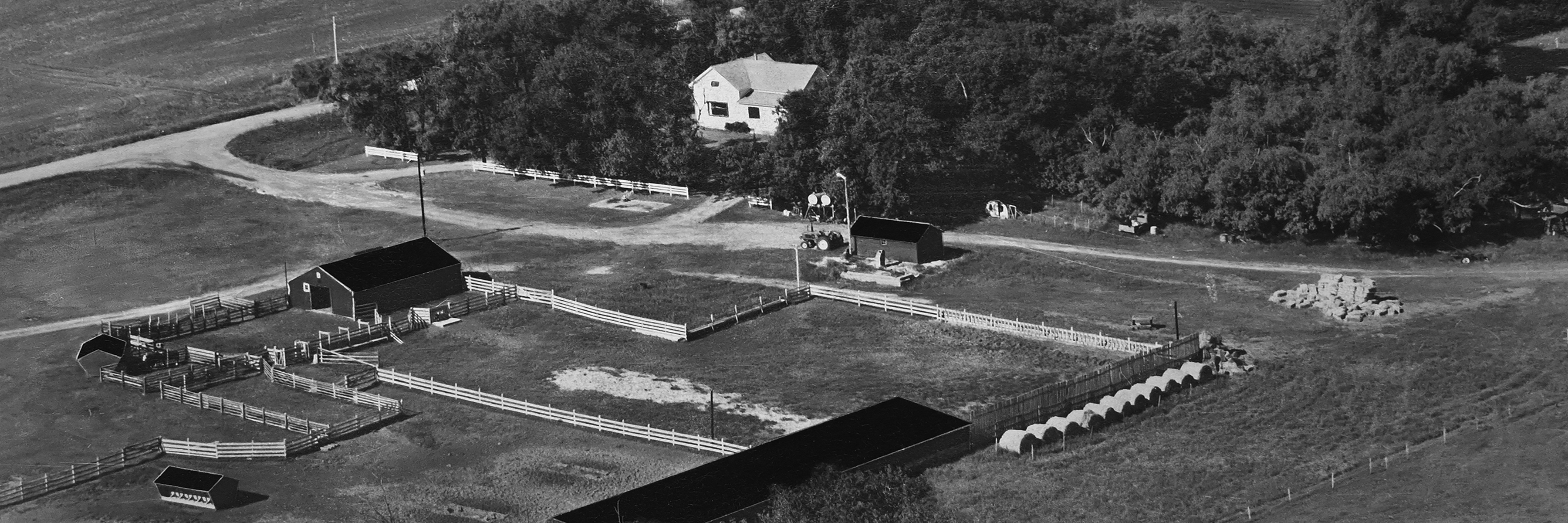 Aerial view of the Berrns family farm in 1979