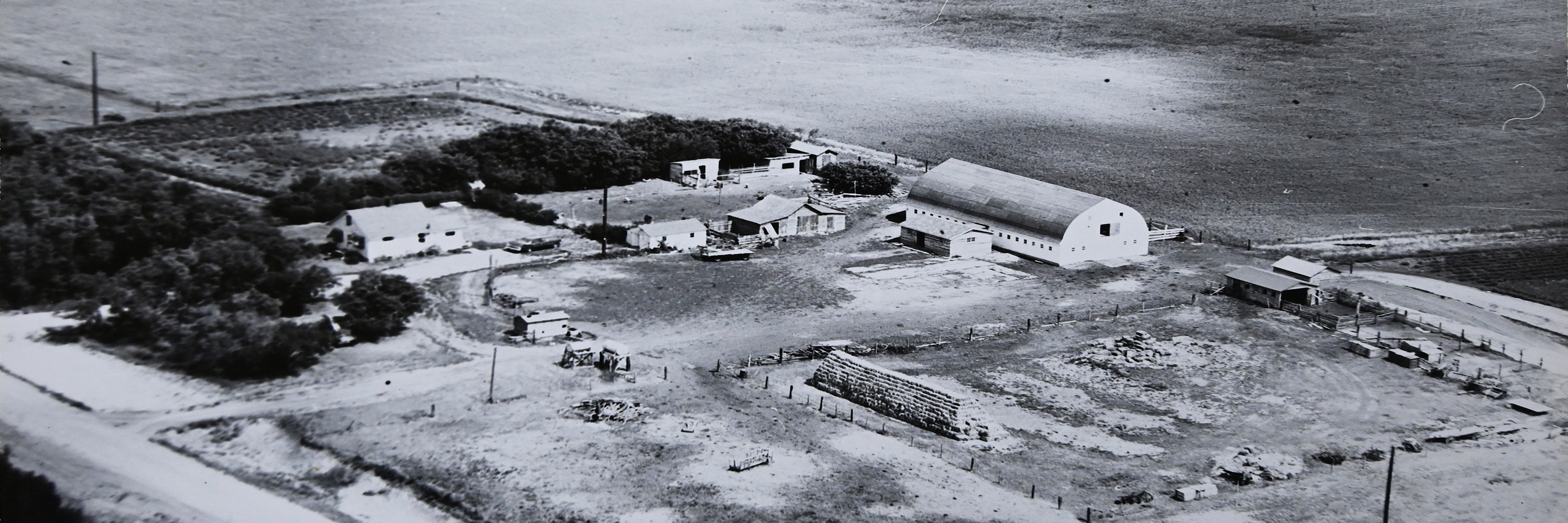 Historic aerial view of Harris Family Farm