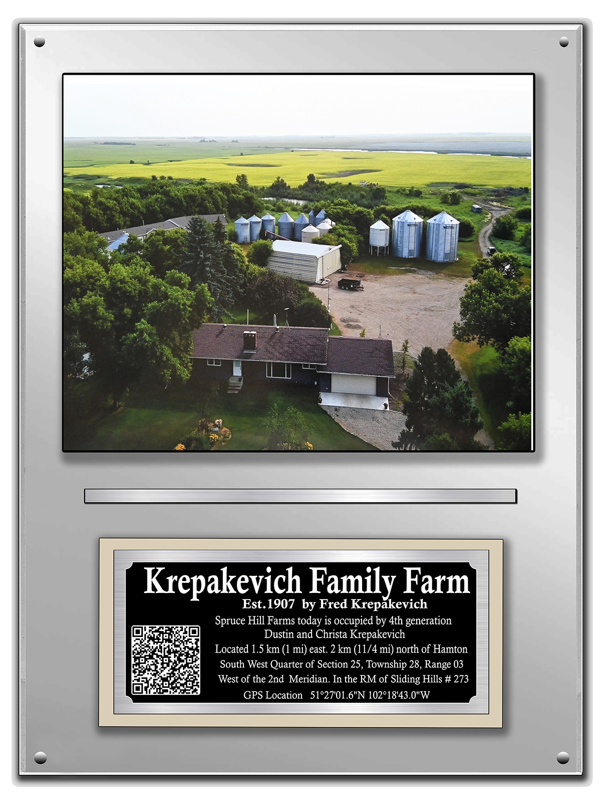 Krepakevich Family Farm historical display and engraved plaque