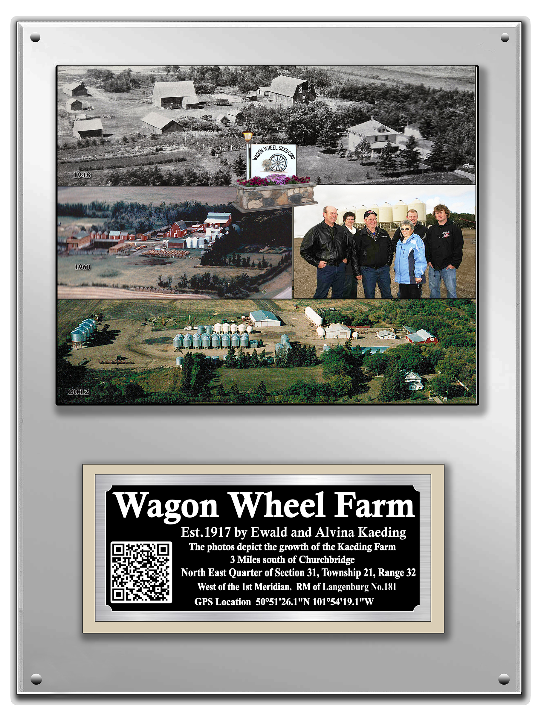 Wagon Wheel Farm historical photo display and family plaque